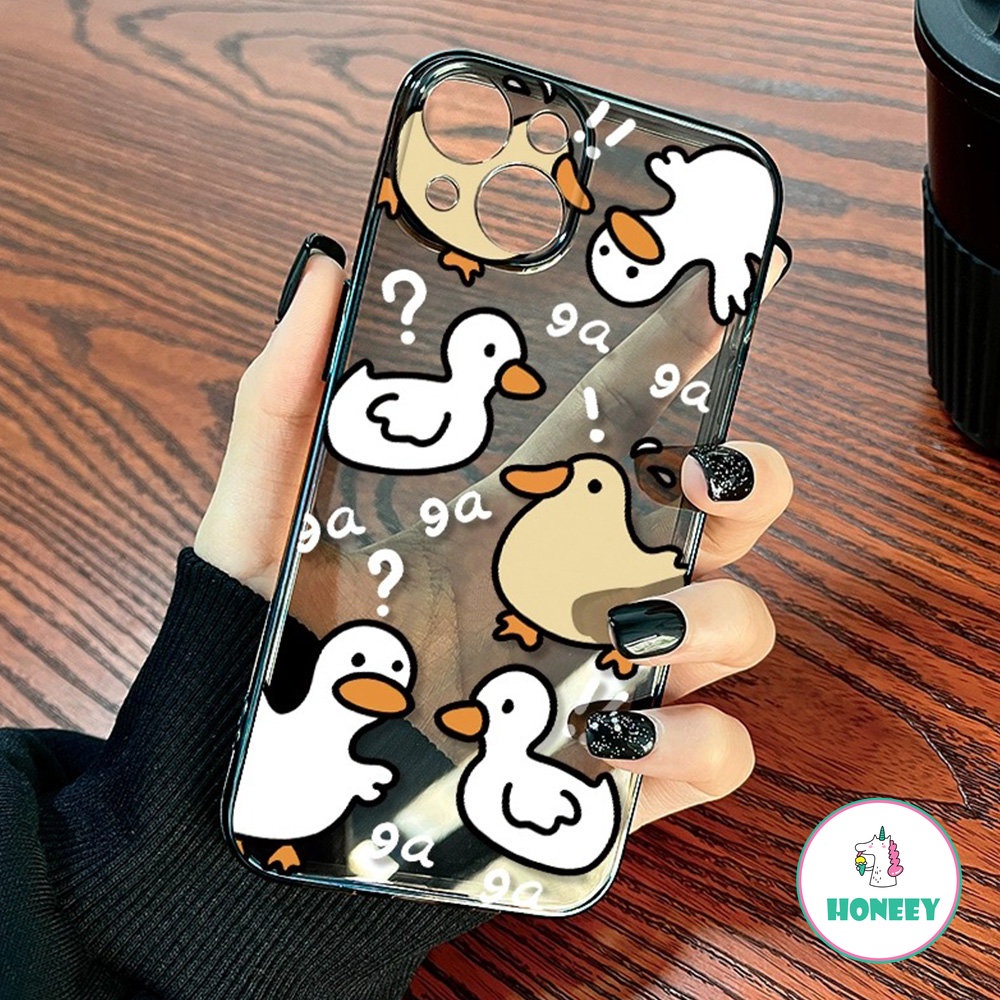 Lovely Ducks Casing Ponsel Kompatibel Untuk iPhone 14 Pro Max13 12 Pro Case iPhone 11 Pro Max XR XS 7 8Plus Simple Bening Shockproof Back Cover