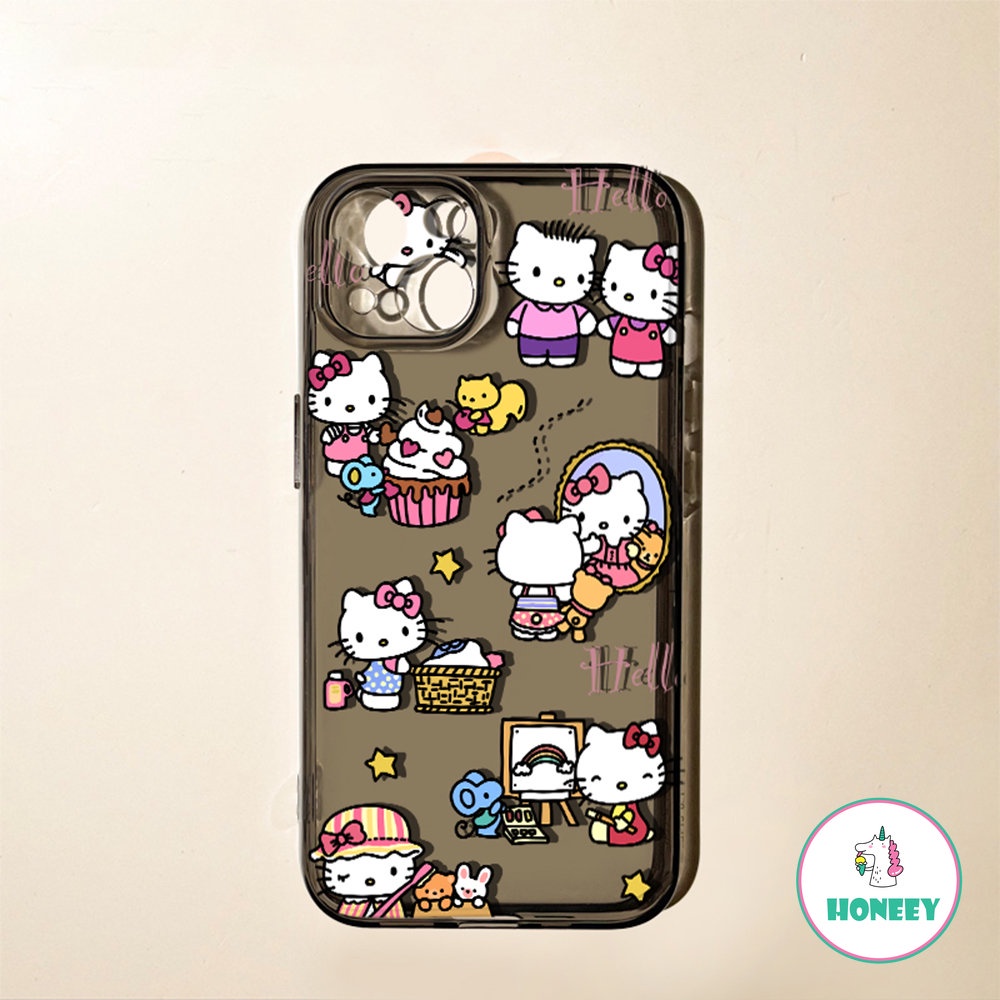 Casing Ponsel Hello Kitty Kartun Yang Indah Kompatibel Untuk iPhone 14 Pro Max13 12 11 Pro Max XR XS 7 8Plus Transparan Lembut Shockproof Back Cover