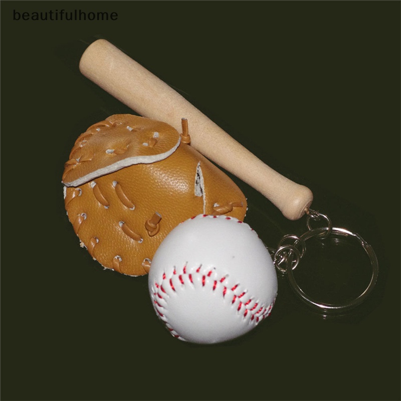 {beautifulhome} 1x Baseball Mini Tiga Potong Pesona Liontin Dompet Tas Gantungan Kunci Keyring Keyfob.