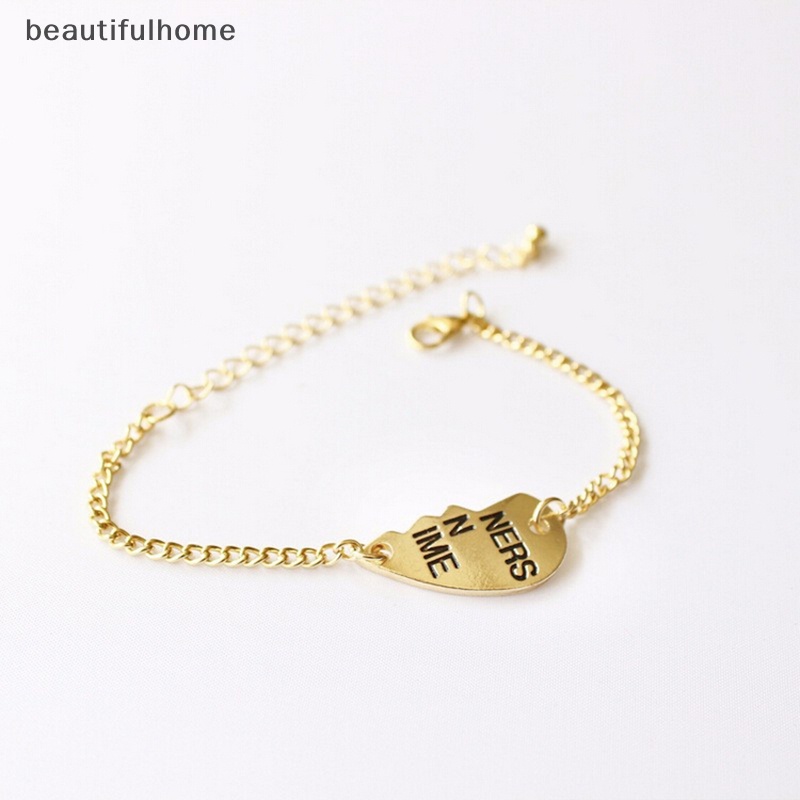 {beautifulhome} 2pcs Set Gelang Liontin Hati Split Best Friends Forever Untuk Hadiah Persahabatan.