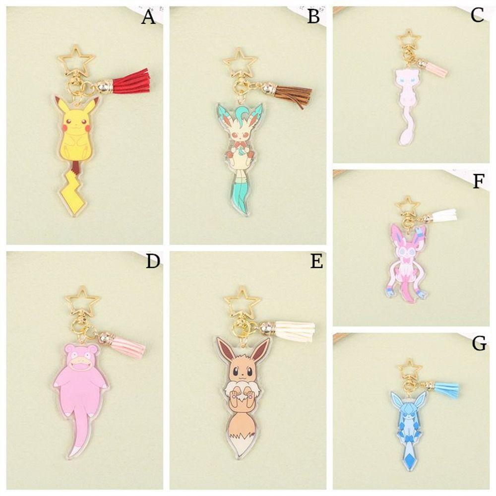 Needway Pikachu Gantungan Kunci Lucu Sylveon Anime Figure Kartun Akrilik Leafeon Keychain Untuk. Gantungan Kunci