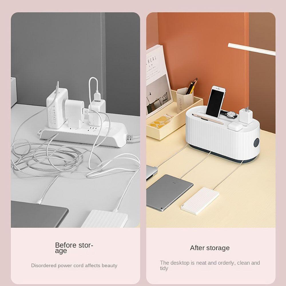 R-FLOWER Cable Management Box Kotak Organizer Kabel Kantor Router Bracker Cord Hider Desktop Cable Management Box Manajemen Kotak Putih Kapasitas Kabel Data Power