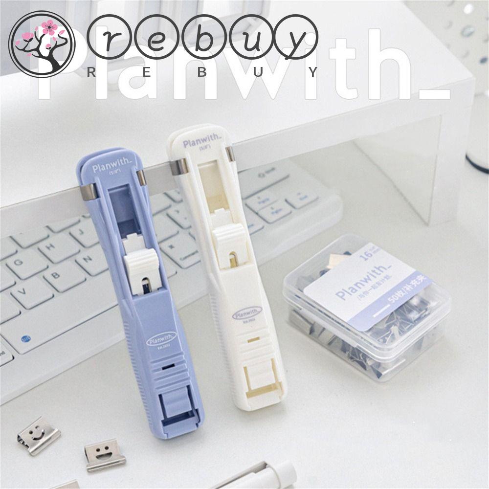 Rebuy Push Clip Kertas Kreatif Kantor|Klip Kertas Tape Dispenser Penjepit Dorong Pengikat Logam