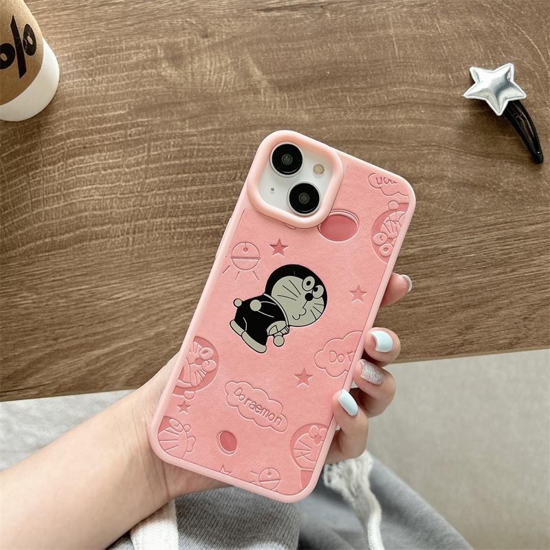 IPHONE Doraemon Phone Cover Cocok Untuk Iphone14 13 12 11 Pro Max Laser Kartun Soft Case 3D Mewah Kulit Imitasi Dicetak Casing Belakang