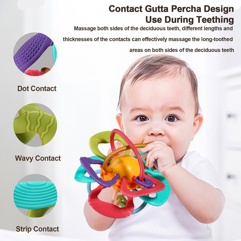 New Baby Hand Grasping Ball Baby Ringing Bell Gum Mainan Bisa Gigit Bayi Silicone Grip Training Toy