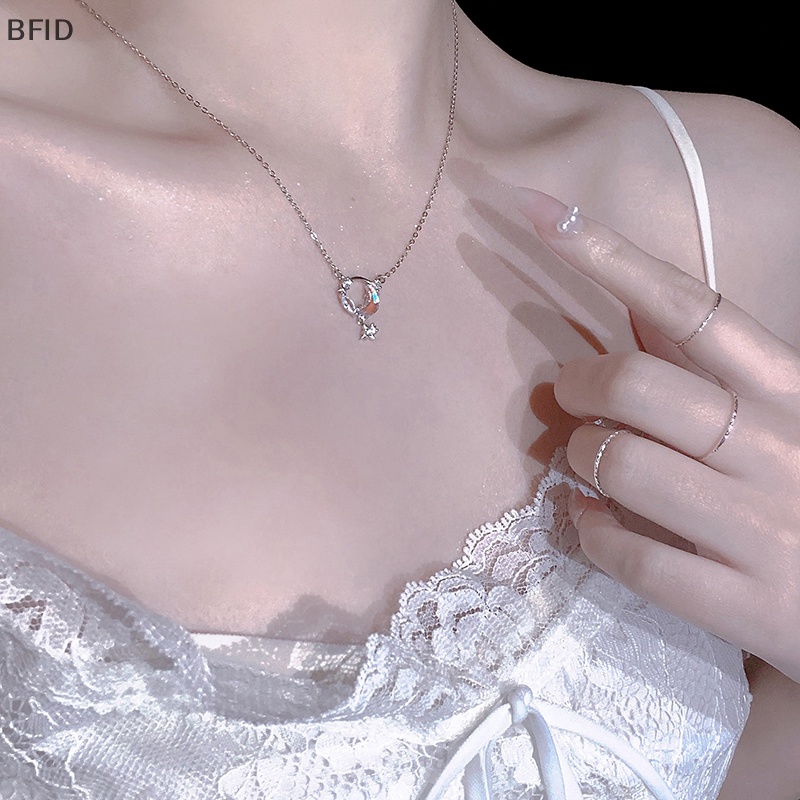 [BFID] Kalung Liontin Bulan Berongga Fashion Korea Rantai Warna Silver Untuk Wanita Pernikahan Perhiasan Aesthetic [ID]