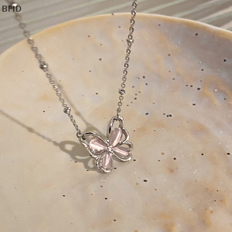 [BFID] Shiny Butterfly Necklace Indah Warna Silver Kristal Berlian Imitasi Liontin Rantai Kalung Untuk Wanita Pesta Pernikahan Perhiasan Hadiah [ID]