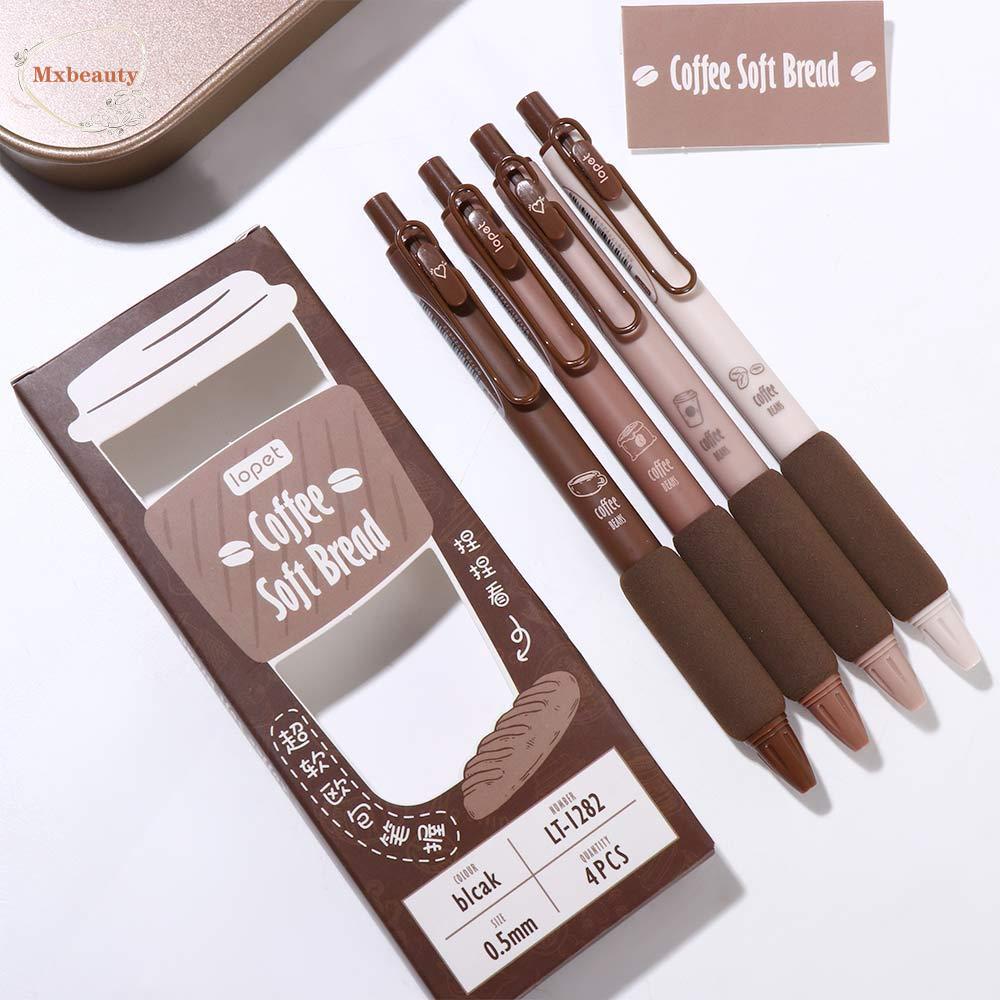 Mxbeauty Set Pen Gel Roti Lembut Tinta Hitam Tahan Lama Warna Kopi Alat Tulis Siswa Tidak Sakit Di Jari Bolpoin