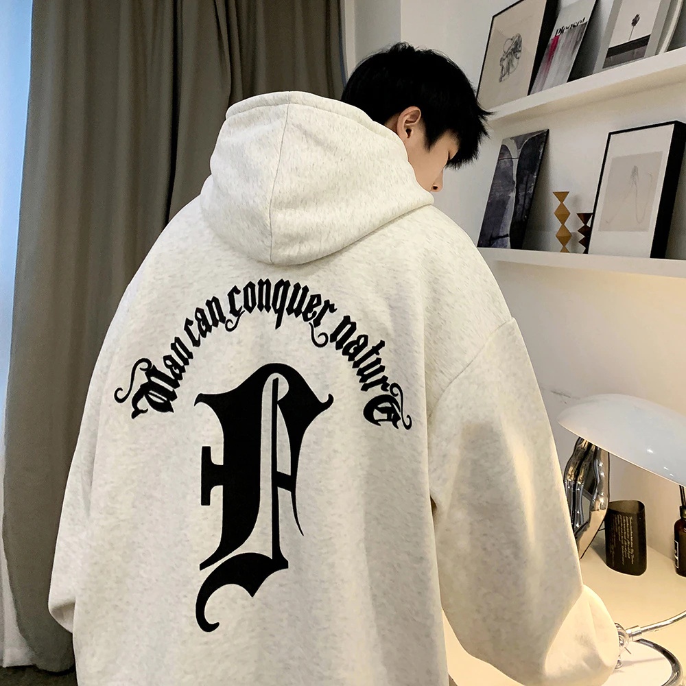 Promo Hoodie Pria Wanita Jumbo SIze M - XXXXXL MAN CAN CONCUER NATURE Jumper Fleece hoodie korean style pria BIG SIZE Unisex Korean Style Jaket Sweatshirts korean style S M L XL 2XL 3XL 4XL 5XL 6XL GOE FASHIONE