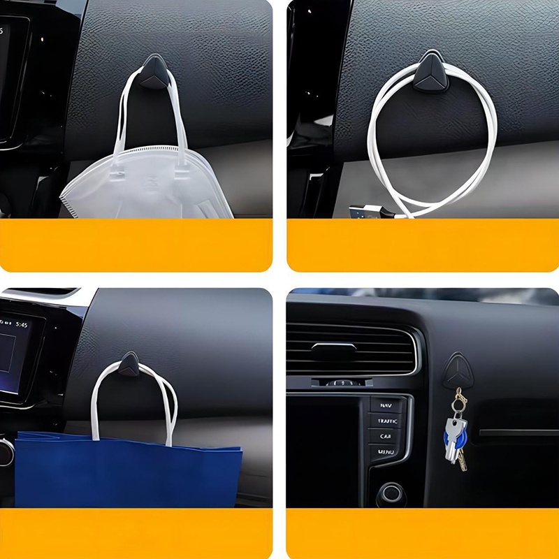 1pc Portable Car Self Adhesive ABS Mini Triangle Hook/ Belakang Kursi Otomotif Tote Bag Gantung Bracket/ Kunci Dalam Kendaraan Kait Penyimpanan Serba Serbi