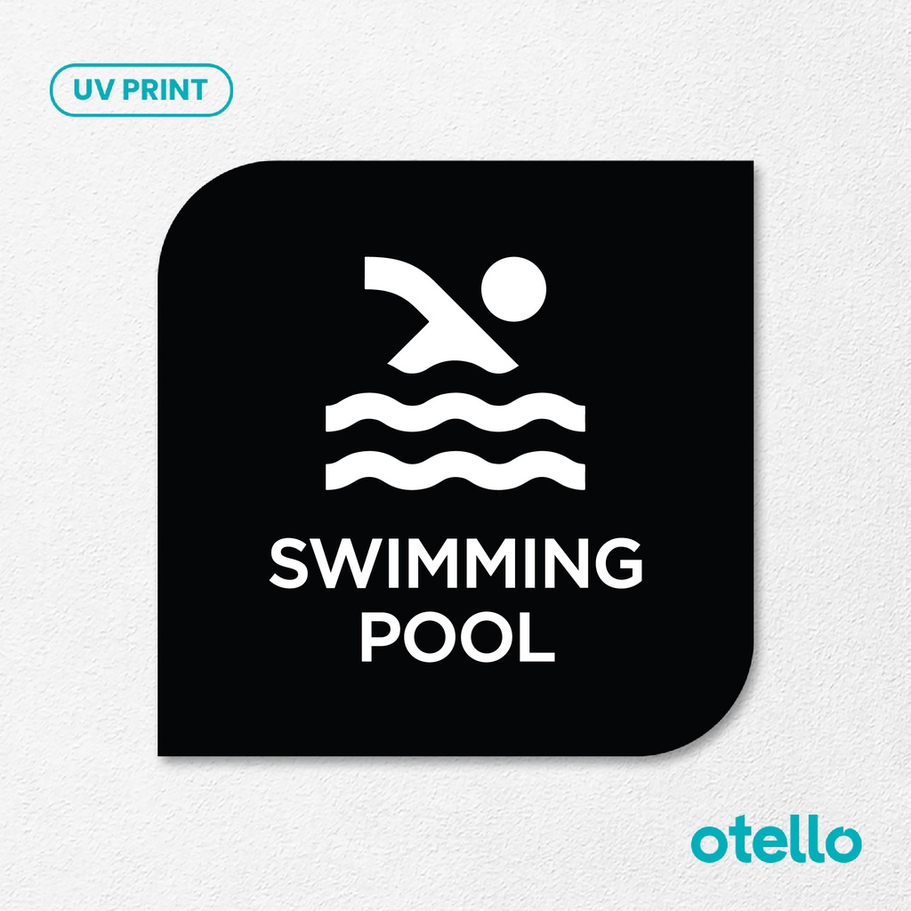 Swimming Pool Signage Board Akrilik Tempel Dinding Papan Acrylic Sign Board Signage Tempel Dinding Tulisan Label Tanda Petunjuk Rambu Aklirik UV Print