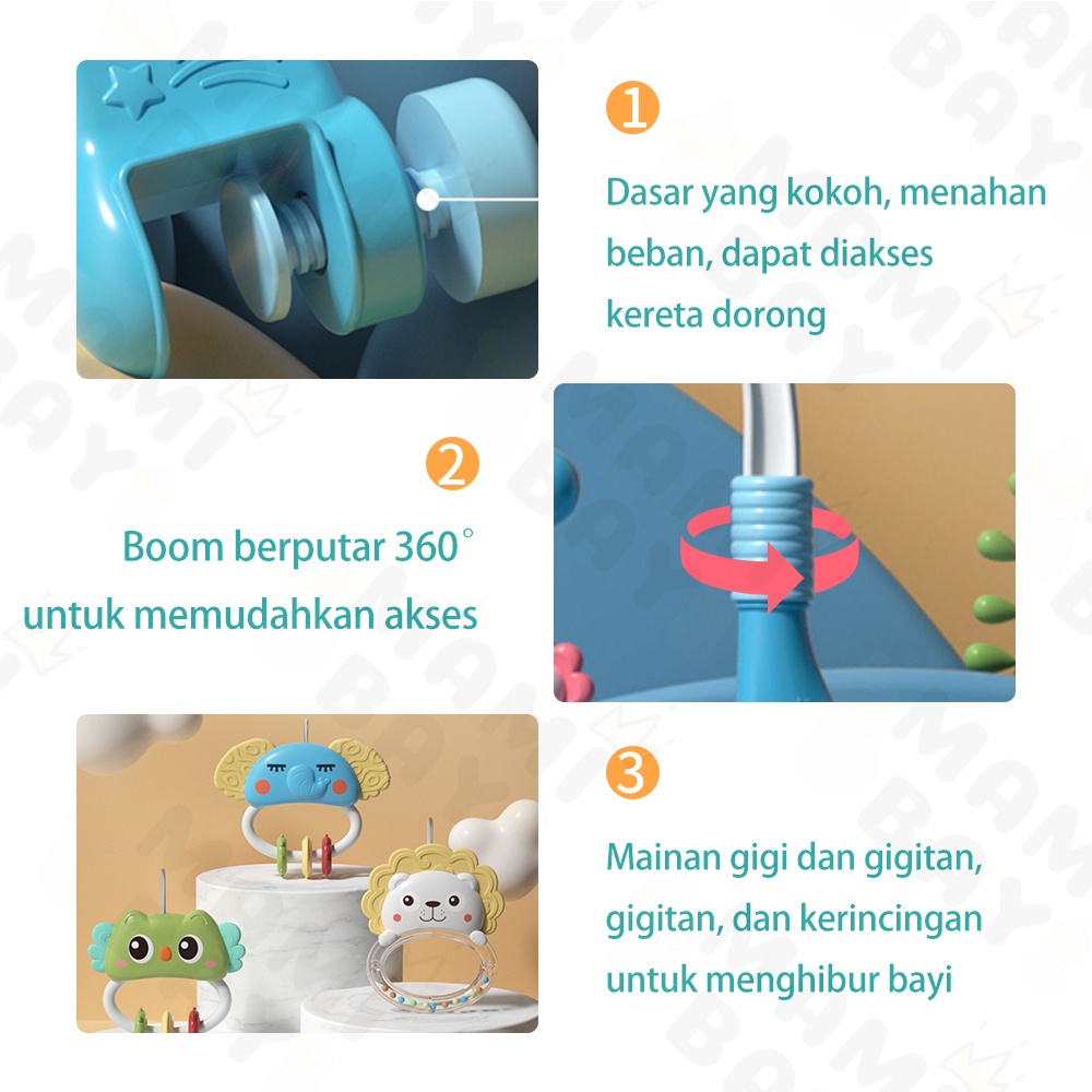 Mamibayi Remote Control Bed Bells Mainan Rattle Musik Bayi Crib Hanging Toy