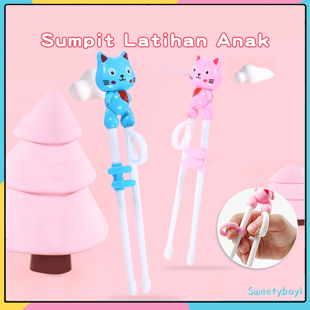 SweetyBayi Sumpit bayi anak BPA Free Sumpit anak belajar makan motif kucing Training chopstick anak