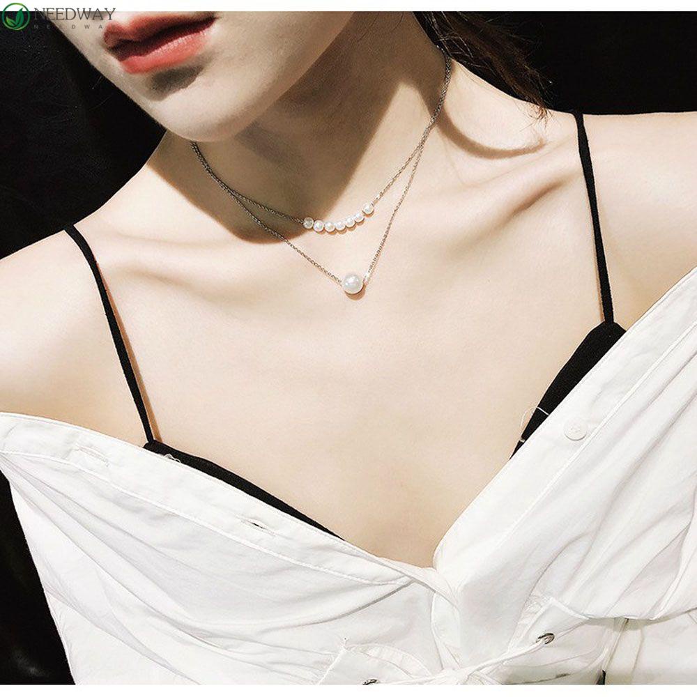 Needway Liontin Kalung Gadis Mewah Rantai Klavikula Choker Kerah Aksesoris Fashion Sederhana