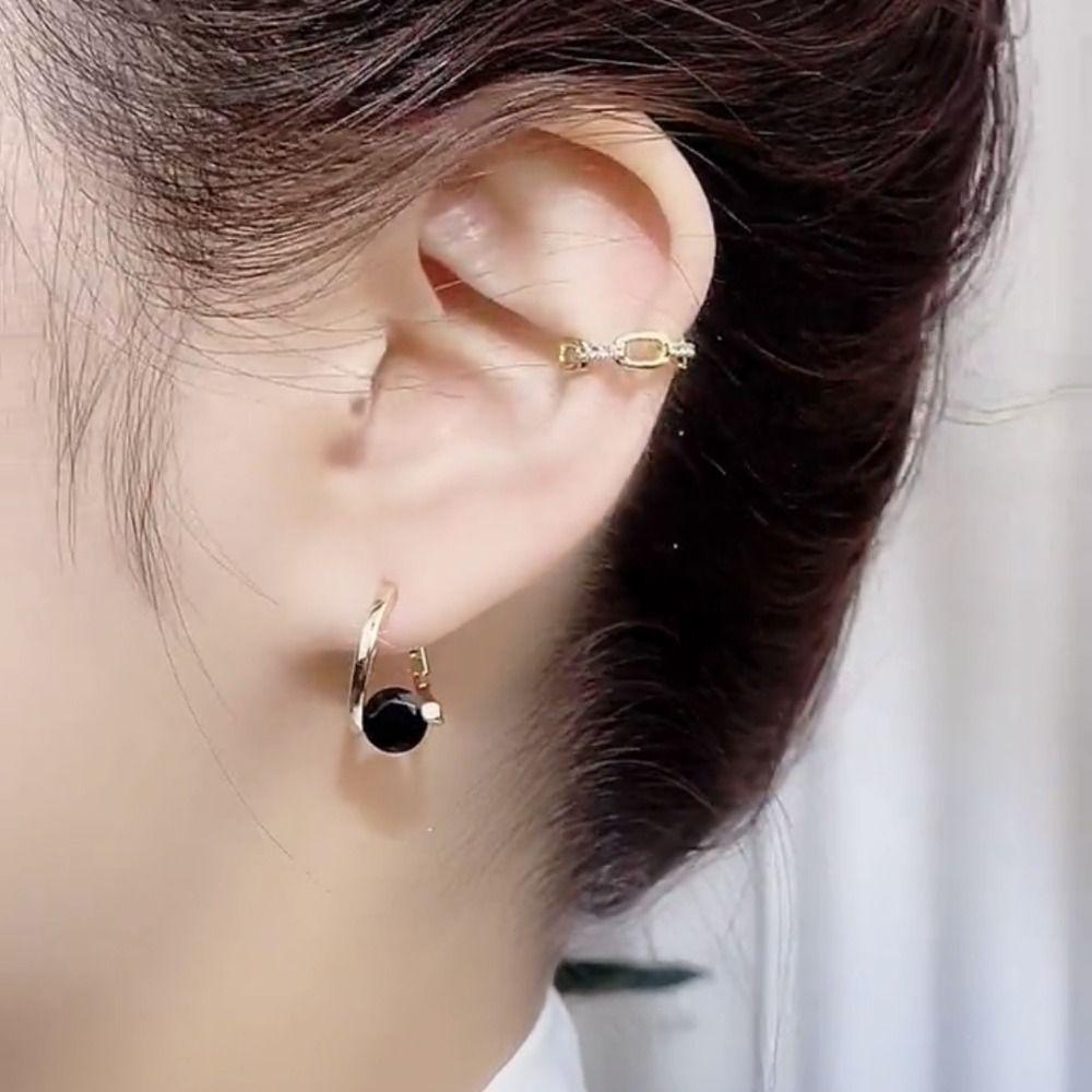 LILY 2pcs Anting Germanium Terapi Magne Getah Bening Hitam, Anting Drainase Getah Bening Baru Penurunan Berat Badan Efisien Berlian Anting Akupuntur Untuk Wanita