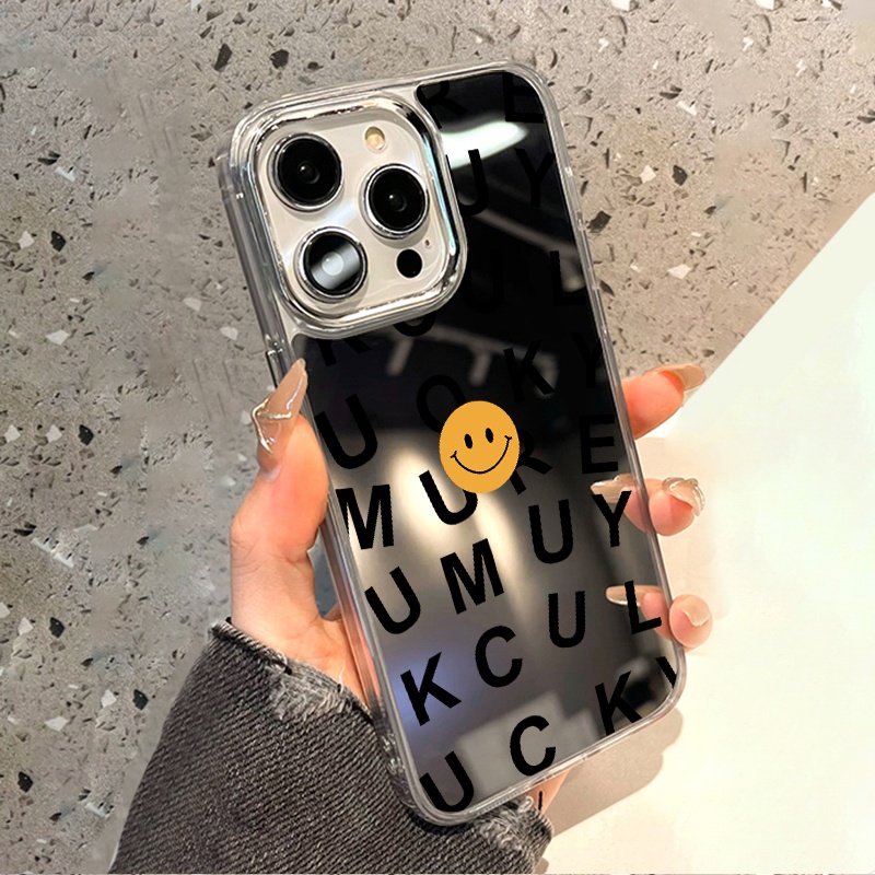 IPHONE Kata Kata Cermin Casing Ponsel Kompatibel Untuk Iphone11 12 13 14 12Pro 13Pro 14Pro Pro Max XR X XS Max Electroplating Tombol Perlindungan Mirror Cover