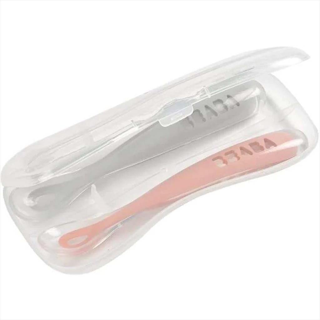 BEABA Set 2 1st Age Silicone Spoon 126550 Grey Pink