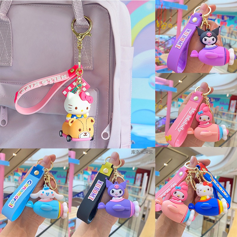 New Sanrio Gantungan Kunci Kartun Tas Sekolah Liontin Boneka Kuromi Gantungan Kunci Mobil Schoolbag Pendant