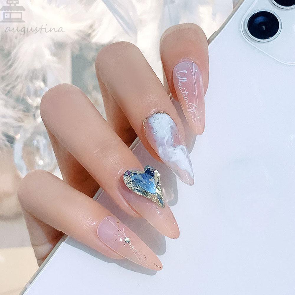 AUGUSTINA Agustina Ikatan Simpul Nail Art Dekorasi Pesona Flash Mutiara Cinta Bengkok Peach Hati DIY Ornamen