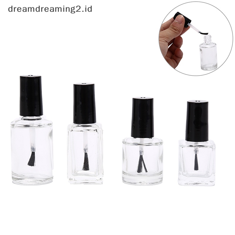 (drea) 1pc 10/15ml Botol Kutek Kosong Kaca Dengan Kuas nail oil glass bottles //