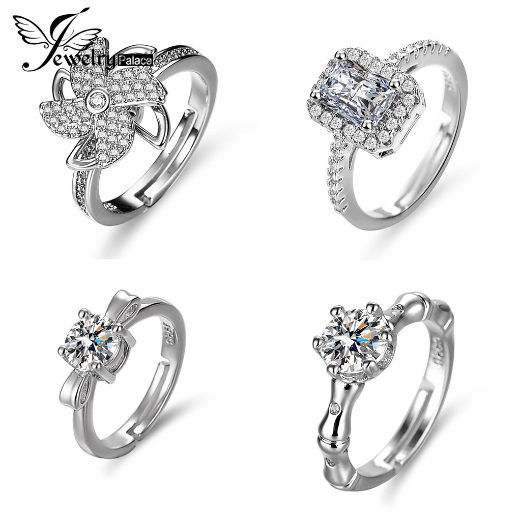 Jewelrypalace Cincin Perak Simple925 Perhiasan Moissanite Berlian Asli Wanita M068
