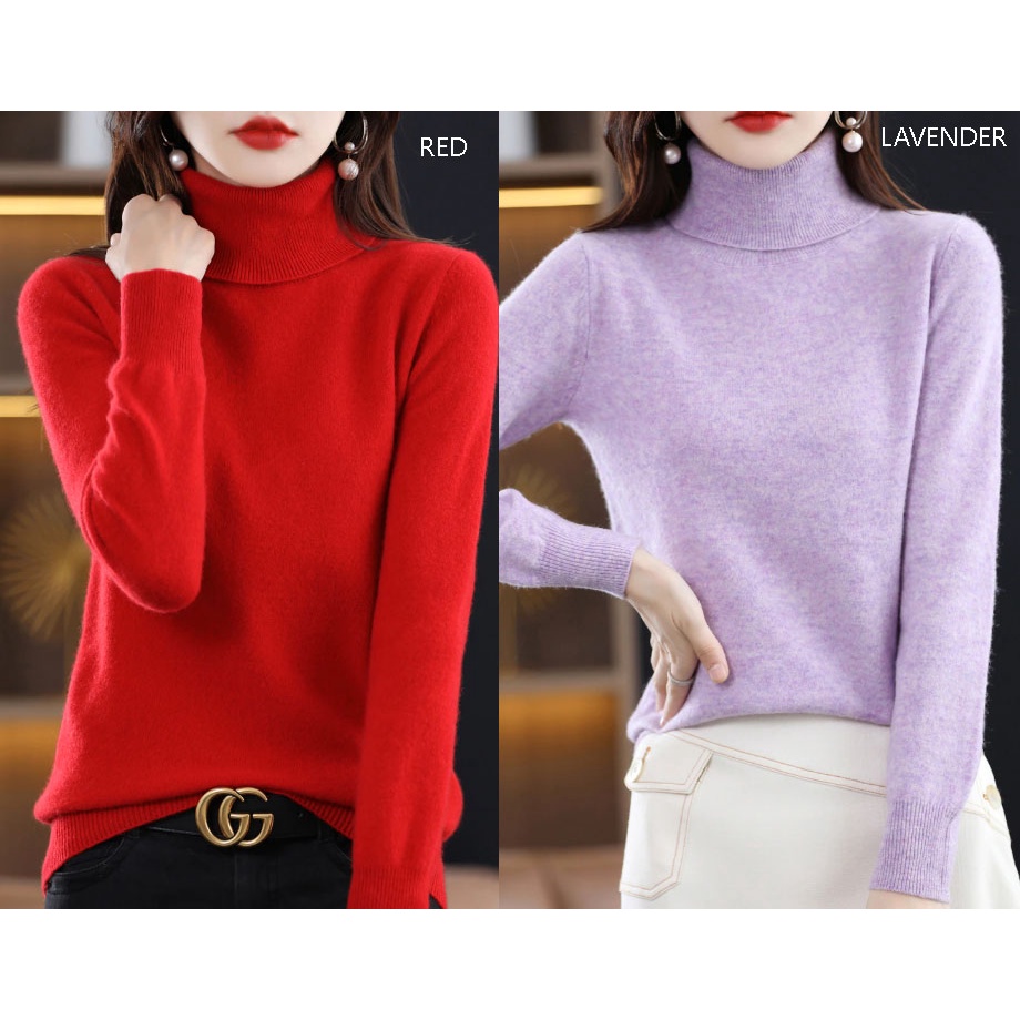 (B085) Turtleneck Blouse knit turtle neck atasan