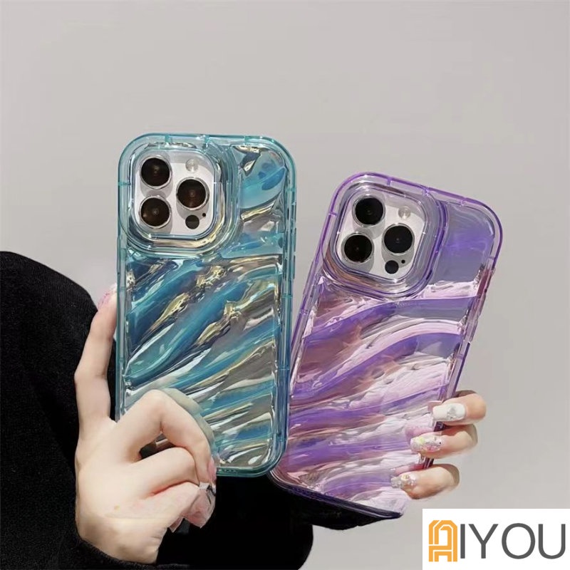 IPHONE Bling Wave Phone Case Untuk Iphone1 1 12 13 14 Pro Max 7 8 Plus 12Pro X XR XS MAX SE 2020 2022 14 Plus Case Silikon Lembut Permen Warna-Warni Pelindung Shockproof Cover