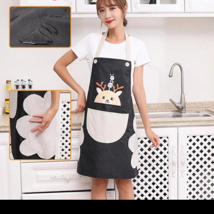 APRON CELEMEK MASAK MOTIF RUSA ANTI MINYAK