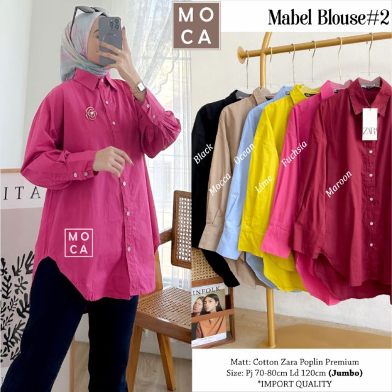 MABEL BLOUSE #2 Jumbo ORI MOCA | Ld120 Cotton Zara Poplin Premium