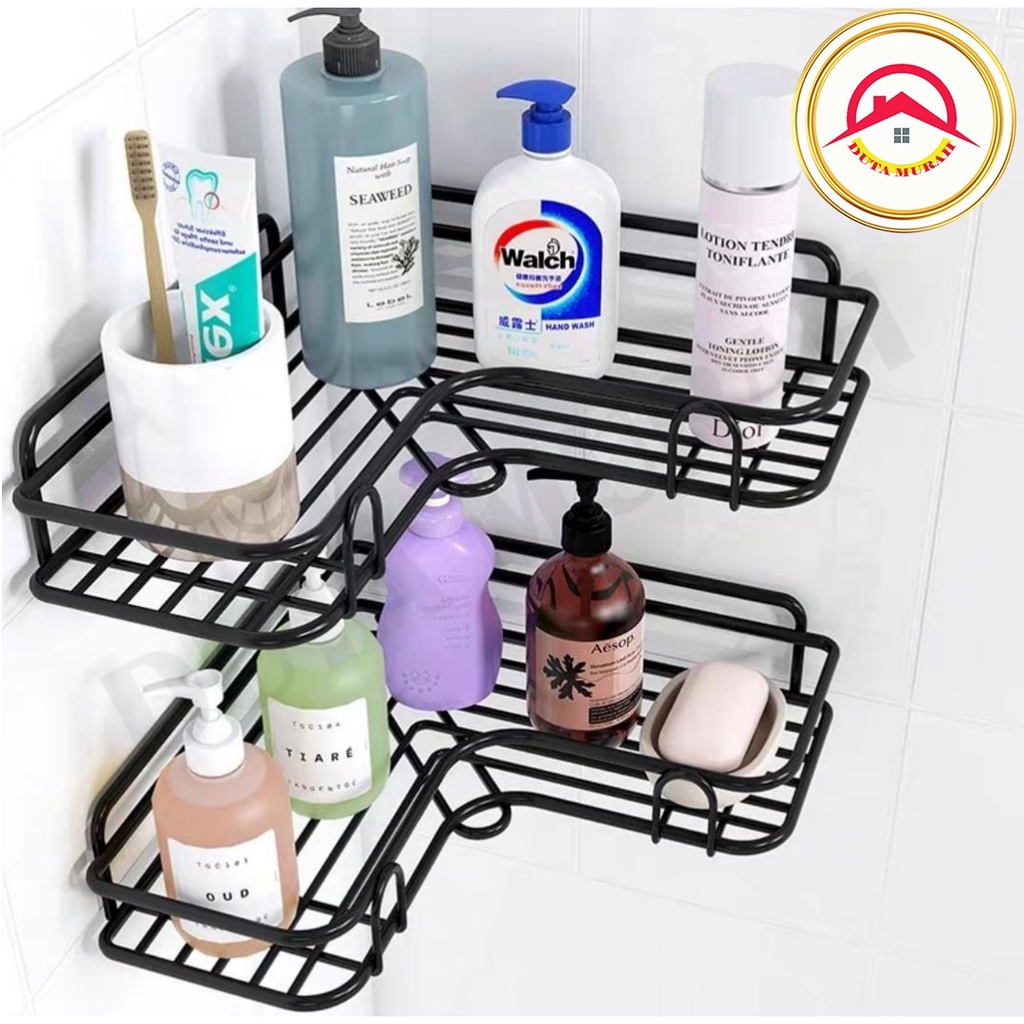 Rak Sudut Kamar Mandi/Tempat Sabun / Rak Dapur Besi Gantung Keranjang Sudut Kamar Mandi