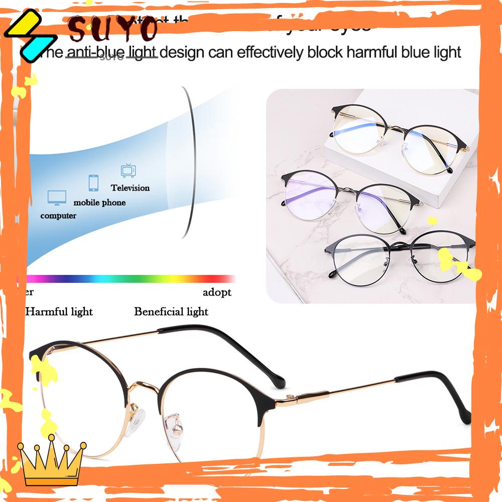 SUYO Kacamata Anti UV Blue Rays Fashion Ultralight Metal Frame Eyeglasses