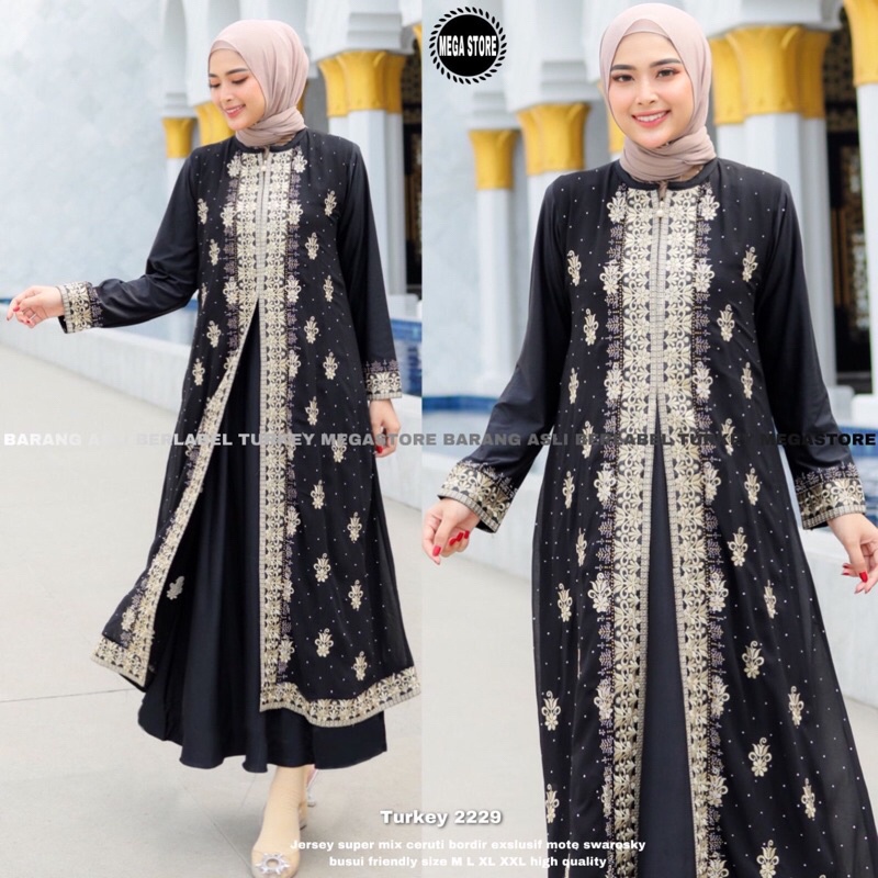 ABAYA TURKEY 2229 / 2230 / 2231 / 2232 / 2233 / 2234 / 2255 ORI MEGA STORE | Jersey Super mic Ceruty Bordir Exclusive mote swarosky