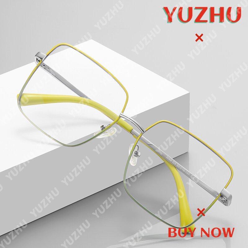 (YUZHU) Fashion Bingkai Persegi Kacamata Optik Mode Barat Progresif Warna Anti Cahaya Biru Eyeglasses Unisex