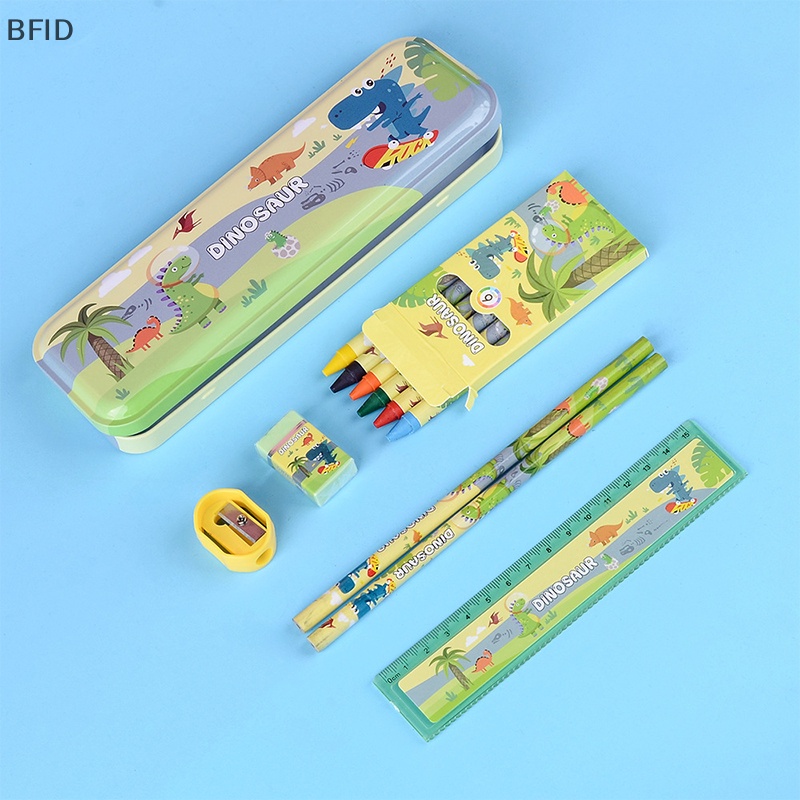 [BFID] 1set Kawaii Stationery Set Anime Pensil Case Crayon Penggaris Eraser Sharpener Perlengkapan Siswa Set Anak Hadiah Pesta Ulang Tahun [ID]