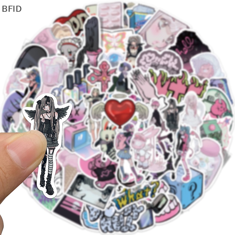 [BFID] 60pcs Pink Kawaii Y2K Domi Gadis Gothic Stiker Anime Lucu Aesthetic Decals Phone Case Laptop Alat Tulis Mobil Mainan Sticker [ID]