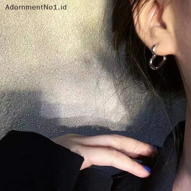 [Adornmentno1] 1pasang Perak Geometris Hati Wanita Anting Kecil Hypoallergenic Anting Hadiah Korea Simple Trendy