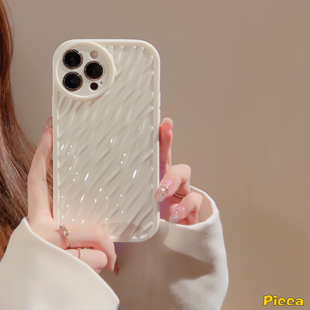 IPHONE Case Glossy Lensa Bulat Riak Air Sederhana Kompatibel Untuk Iphone7 8 Plus 11 Pro Max XR 12 13 14 Pro Max14 Plus X XS Max 11Pro Max SE 2020fashion Mewah Tahan Guncangan Soft TPU Case