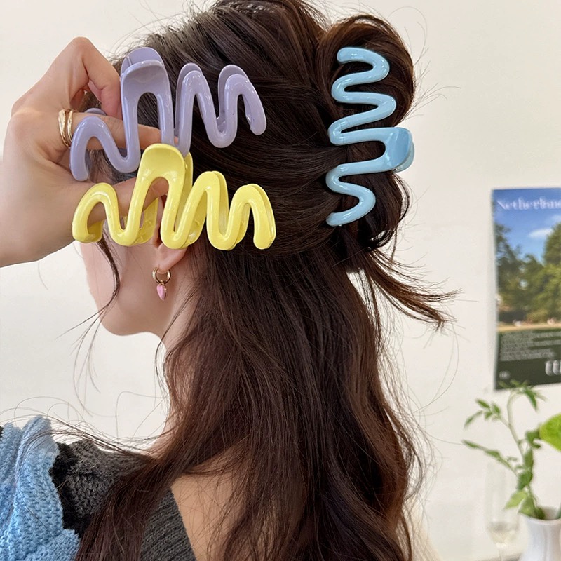 Korea Candy Color Wave Hair Clip Gadis Fashion Jepit Rambut Plastik Wanita Aksesoris Rambut