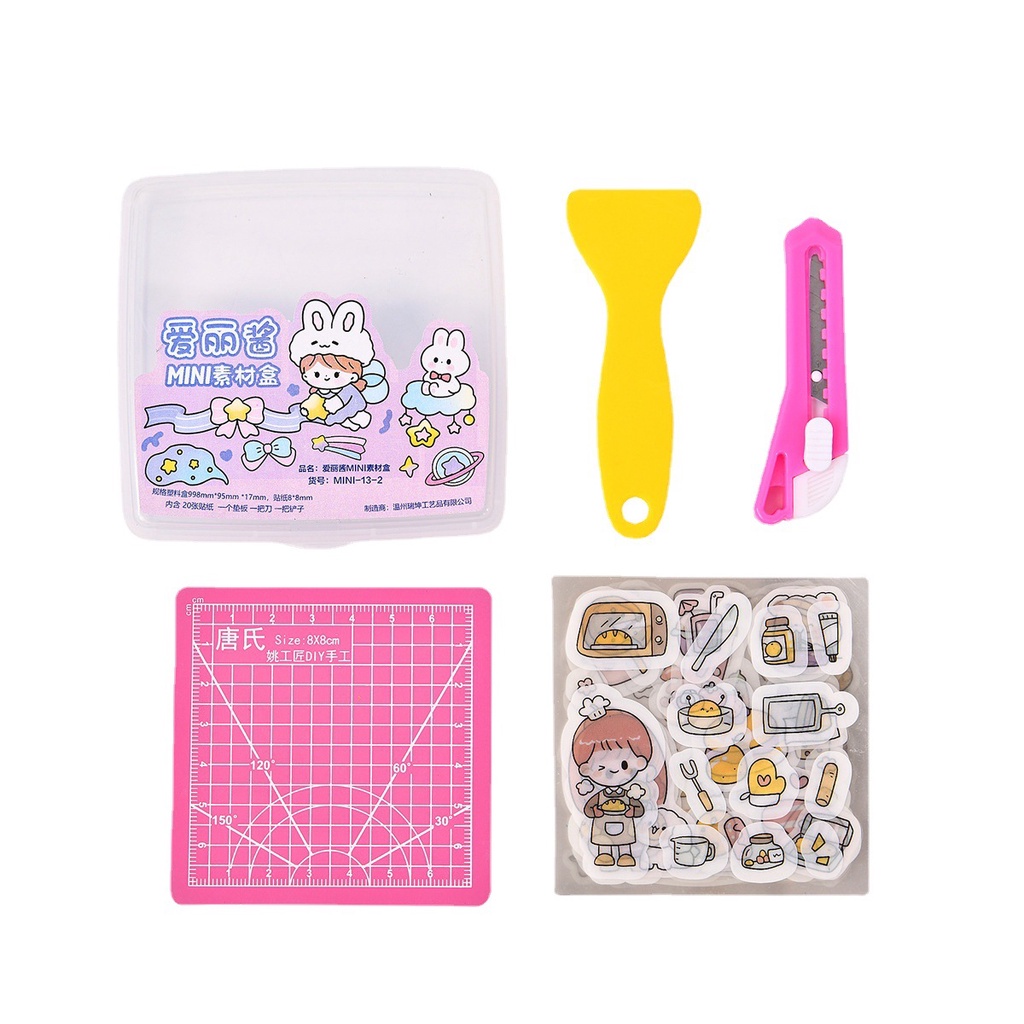 PAKET STIKER DAN PINSET STIKER BOX SET MINI PERALATAN JURNALING MOMO KARTUN LUCU UNIIK IMUT DISTRICT BEAUTY