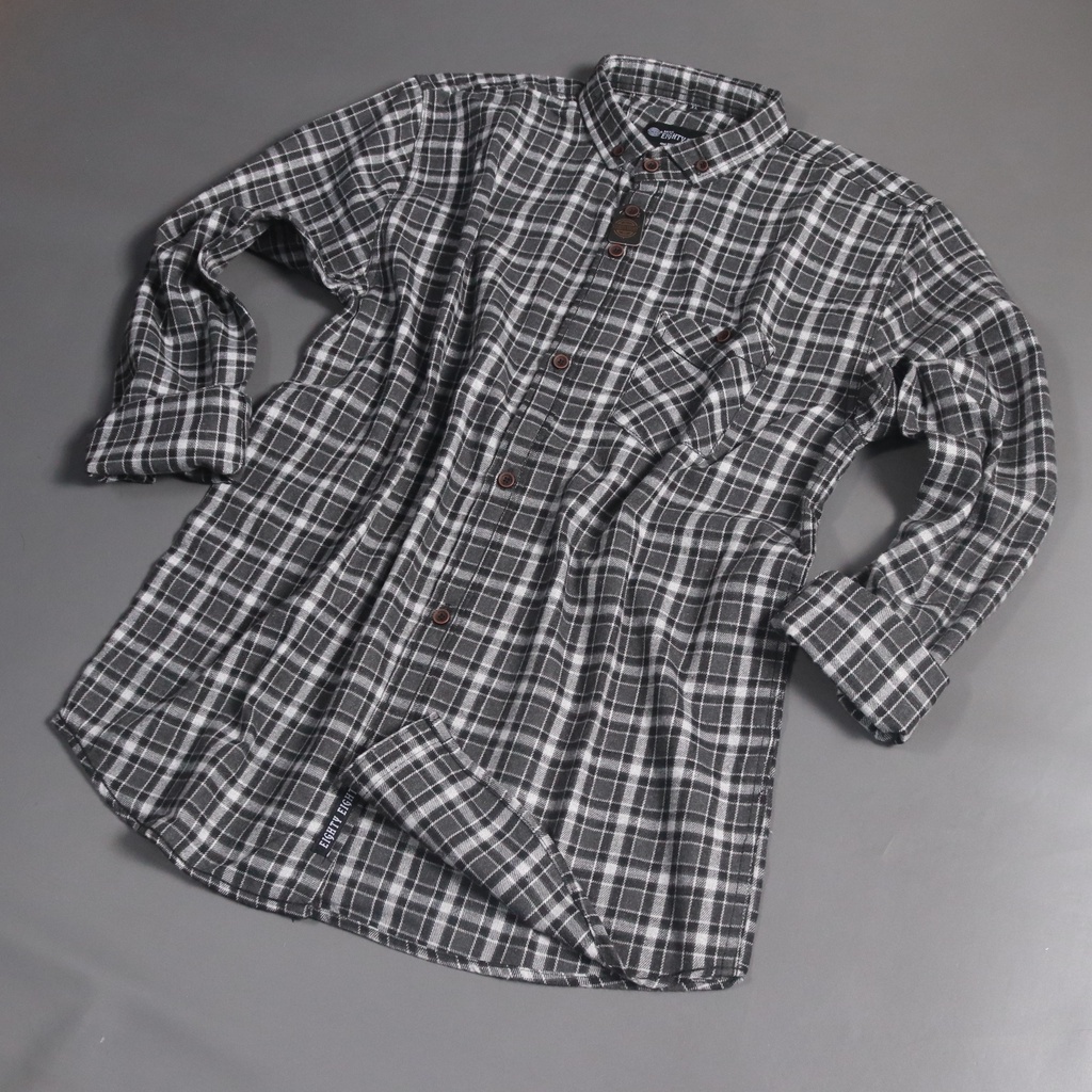 Brill Eighty Eight - Kemeja Flanel Panjang Premium Gray Black 88 L3445