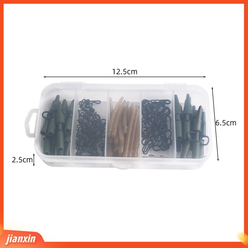 (In Stock) 110 Pcs Safety Sinker Klip Dilepas Pin Hitam Dikotakkan Perubahan Cepat Portabel Tackle Kit Mini Carp Fishing Sinker Clip Kamuflase Ekor Karet Tabung Set Perlengkapan Memancing