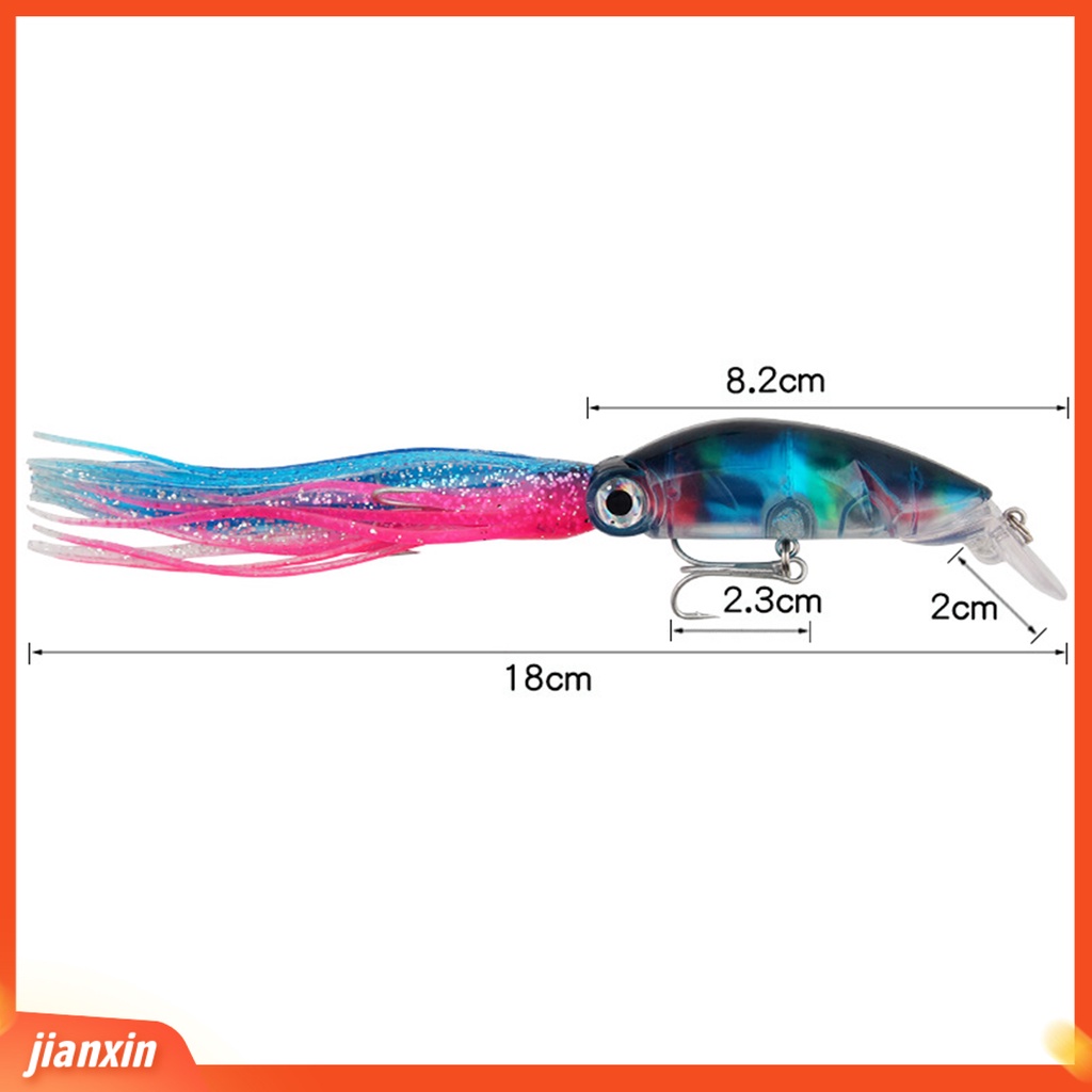 (In Stock) 18cm /17.6g Squid Lure Mengambang Vivid ABS Kekuatan Tinggi Bicyclic Fishing Lure Untuk Air Asin