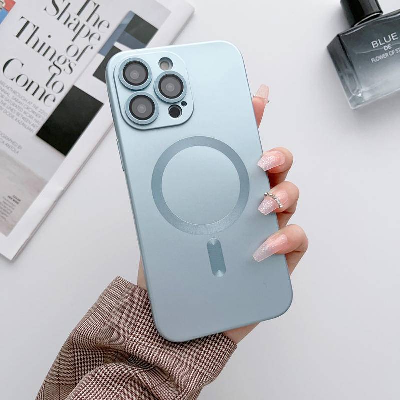 IPHONE Magsafe Wireless Charging Phone Case Untuk iPhone12 11 Pro MAX 11Pro 12Pro Lembut Magnetik Matte Bumper Perlindungan Lensa Tpu Cover Phone Case Untuk iPhone12 iPhone11