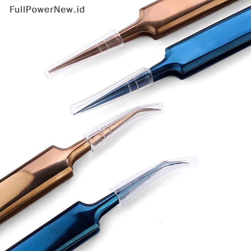 Power Pinset Stainless Steel Gold Blue Untuk eyelash extension high-precision eyelash ID