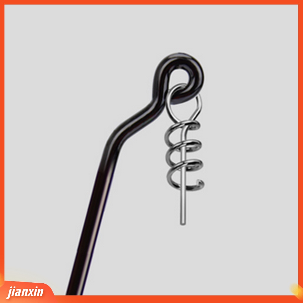 (In Stock) 50Pcs Kait Jig Umpan Lembut Cacing Baja Karbon Tinggi Dengan Pin Twist Spring Lock