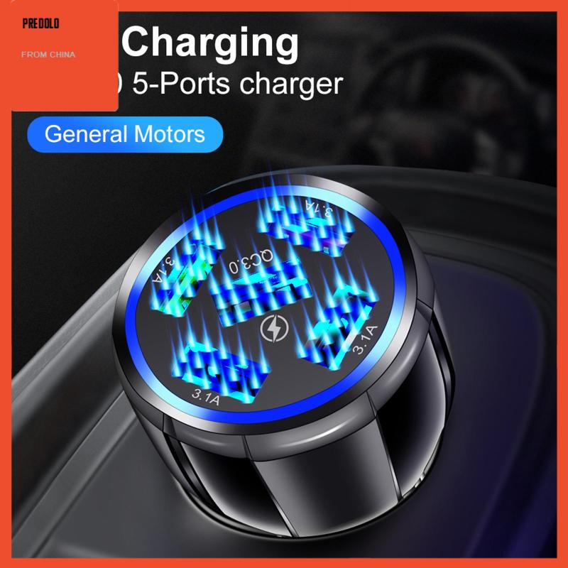 [Predolo] Charger Mobil 5port Cepat USB 0charger Telepon Mobil Untuk Telepon Cars Black