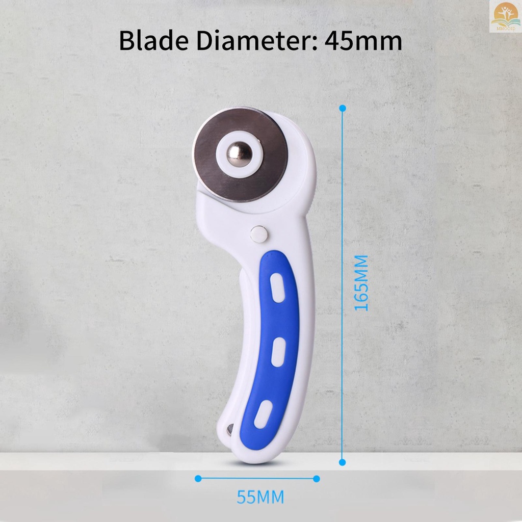 In Stock KW-triO Rotary Cutter Cutting Machine 45mm Blades Ergonomic Rubber Handle Rolling Cutter Dengan Kunci Pengaman Untuk Kain Kulit Kerajinan Kertas Jahit Quilting