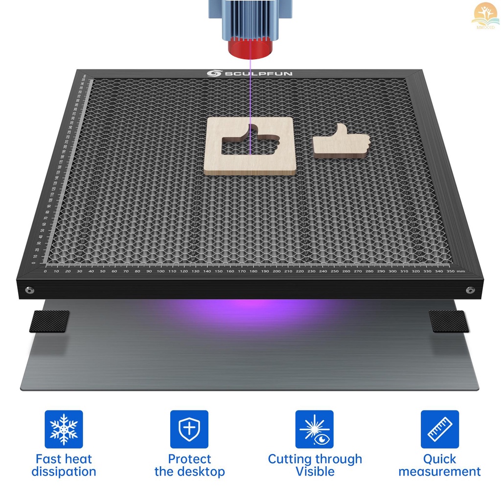 In Stock SCULPFUN Laser Cutting Honeycomb Working Table Board Platform Panel Baja Untuk CO2 Atau Diode Laser Engraver Cutting Machine 400x400mm Mudah-Mengamati Pelindung Meja