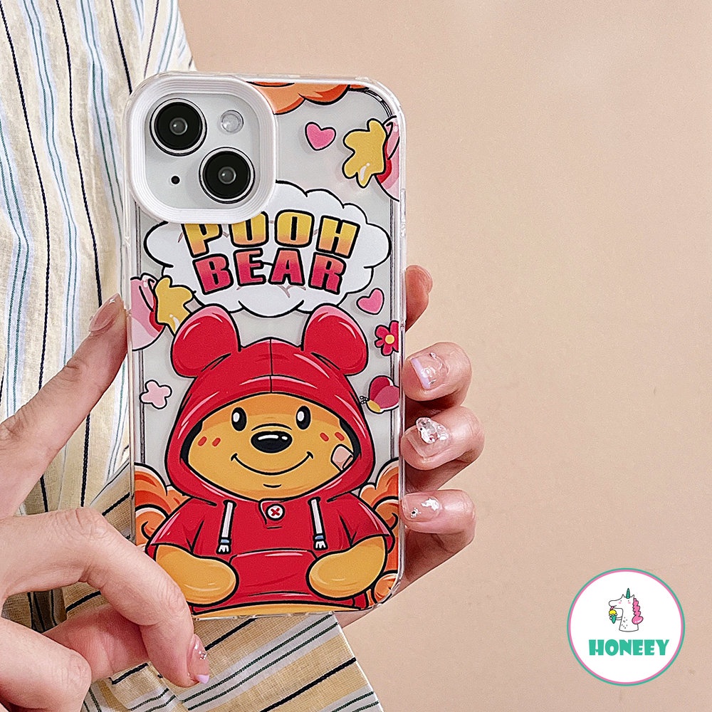 IPHONE Casing Ponsel Beruang Pooh Kartun Lucu Kompatibel Untuk Iphone14 Pro13 /14 12/12Pro 11 Pro Max XR Xs7 8Plus Warna-Warni 3-in-1 Shockproof Back Cover