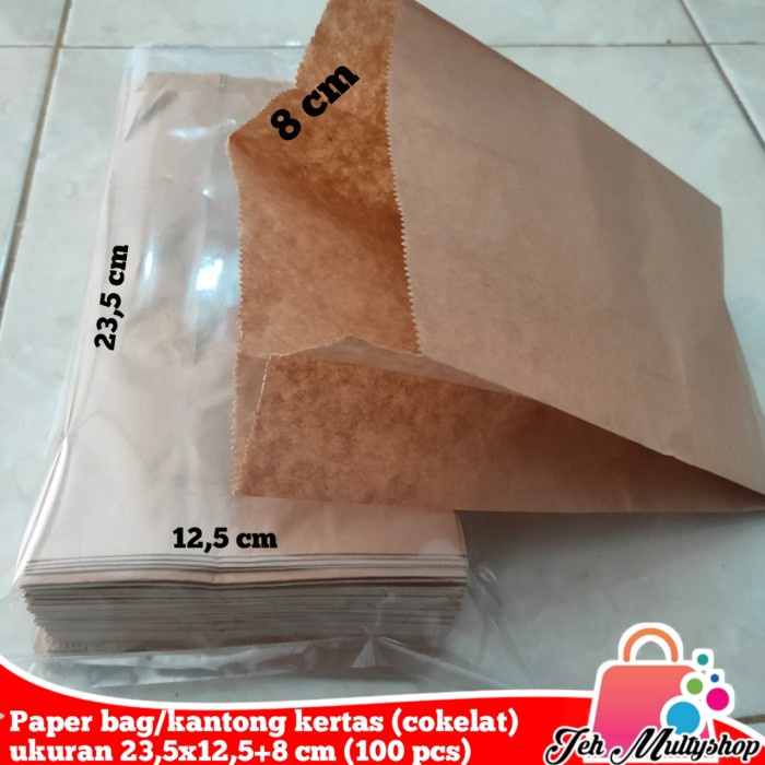 

NEW PRODUCT !!! PROMO AGUSTUS Paper bag/kantong kertas (cokelat) ukuran 23,5x12,5+8 cm isi 100 pcs TERLARISSS